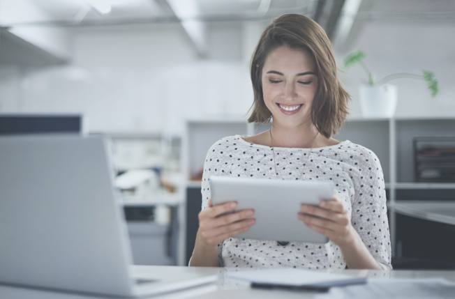 Women reading the documents