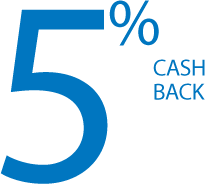 five percent cash back